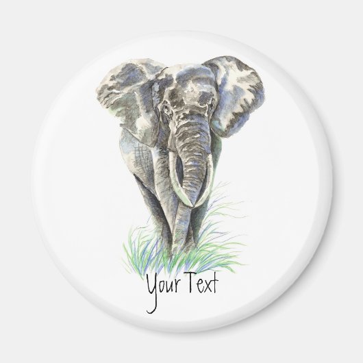 Elephant - Waterverf dierlijk Collectie Magneet (Voorkant)