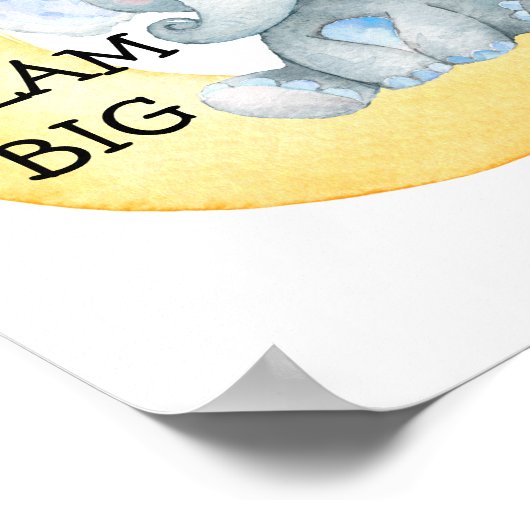 Elephant Waterverf Dream Big Baby Boy Nursery Poster (Hoek)