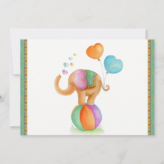 Elephant waterverf groen bruin baby shower kaart (Achterkant)