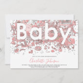 Elephant Waterverf Roze Baby shower Kaart (Voorkant)