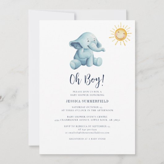 Elephant Waterverf Sunshine Baby shower Kaart (Voorkant)