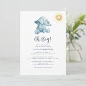 Elephant Waterverf Sunshine Baby shower Kaart (Staand voorkant)