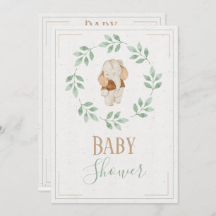 Elephant Waterverf WreatinBaby shower Kaart