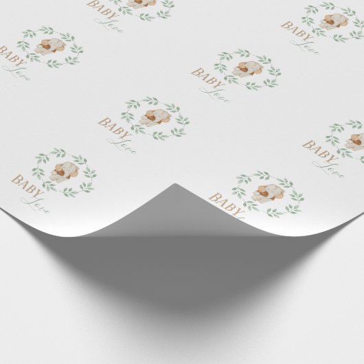 Elephant Waterverf Wreator Baby Love Cadeaupapier (Hoek)