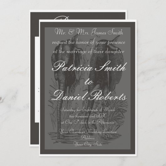 Elephant Wedding Kaart (Voorkant / Achterkant)