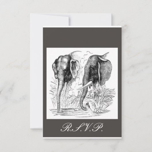 Elephant Wedding RSVP Kaartje (Voorkant)
