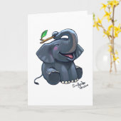 Elephant Wenskaart Kaart (Gele Bloem)