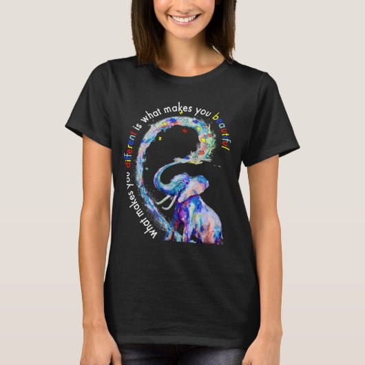 Elephant What Makes You Different Autism Awareness T-shirt (Voorkant)