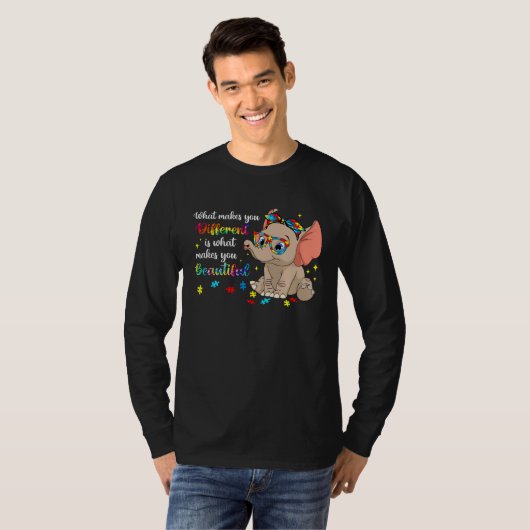Elephant What Makes You Different Autism Awareness T-shirt (Voorkant volledig)