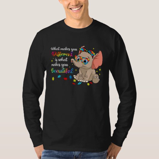 Elephant What Makes You Different Autism Awareness T-shirt (Voorkant)