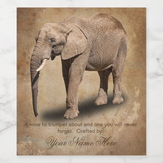 ELEPHANT WIJN ETIKET (Enkel label)