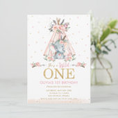 Elephant Wild 1 eerste verjaardag Cute Tribal Flor Kaart (Staand voorkant)