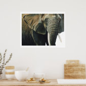 "Elephant Wildlife Animal Waterverf" Poster (Keuken)