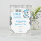 Elephant Winter Invitation for Boy Baby shower Kaart (Staand voorkant)