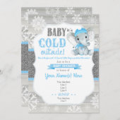 Elephant Winter Invitation for Boy Baby shower Kaart (Voorkant / Achterkant)