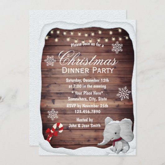 Elephant Winter Snowflakes kerstfeest Kaart (Voorkant / Achterkant)