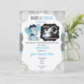 Elephant Winter Ultrasound Invitation Baby shower Kaart (Staand voorkant)