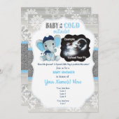 Elephant Winter Ultrasound Invitation Baby shower Kaart (Voorkant / Achterkant)