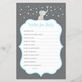 Elephant Wishes for Baby Kaart, Baby shower Game Flyer