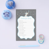 Elephant Wishes for Baby Kaart, Baby shower Game Flyer (Enkel)
