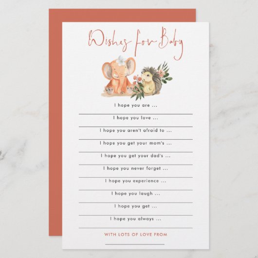 Elephant Wishes for Baby shower (Voorkant / Achterkant)