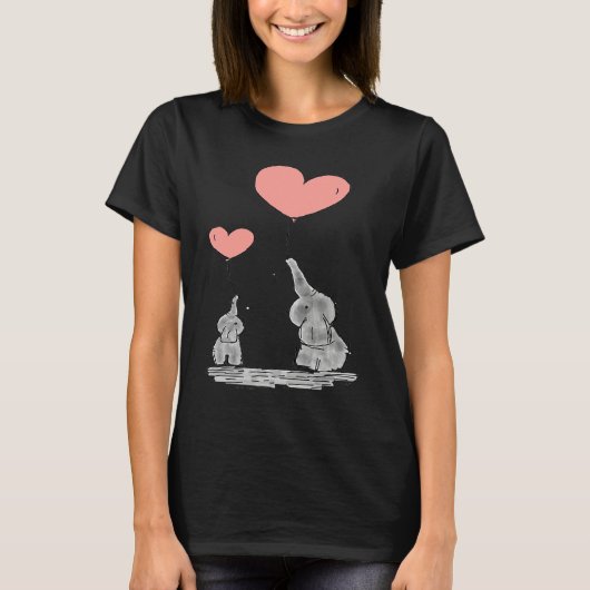 Elephant  with Balloon Heart Unisex T-shirt (Voorkant)