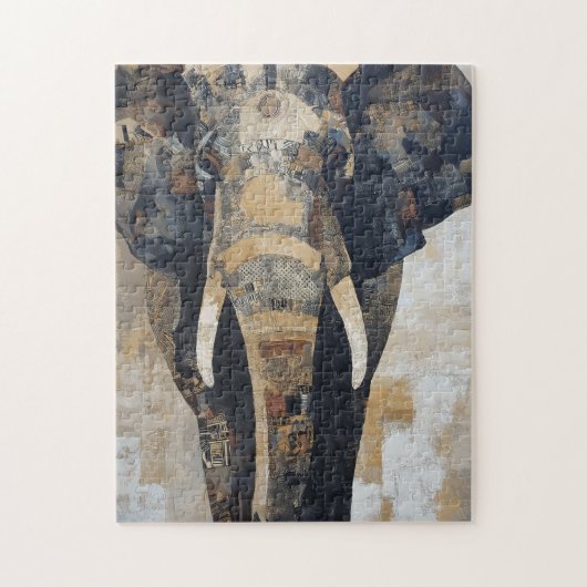 Elephant with Benin designs on body Legpuzzel (Verticaal)