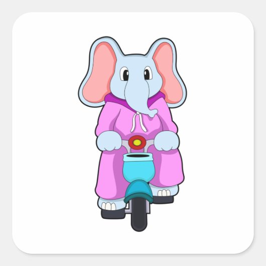 Elephant with Bicycle Vierkante Sticker (Voorkant)