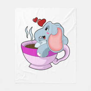 Elephant with Coffee Cup Fleece Deken