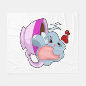 Elephant with Coffee Cup Fleece Deken (Voorkant (Horizontaal))