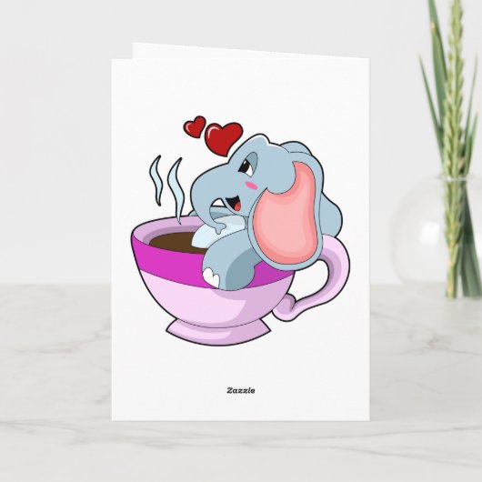 Elephant with Coffee Cup Kaart (Achterkant)