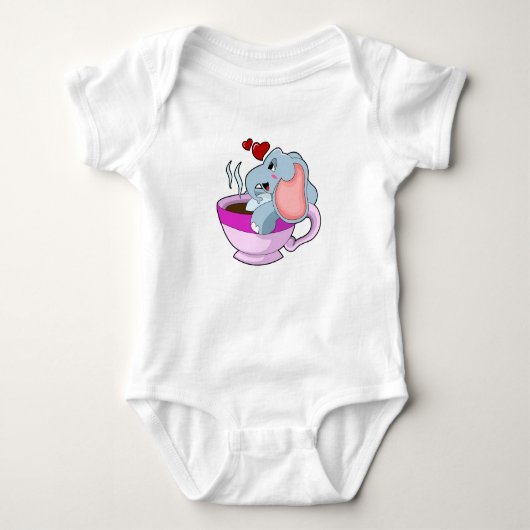 Elephant with Coffee Cup Romper (Voorkant)
