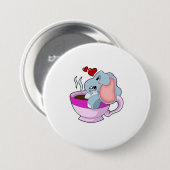 Elephant with Coffee Cup Ronde Button 7,6 Cm (Voorkant /achterkant)