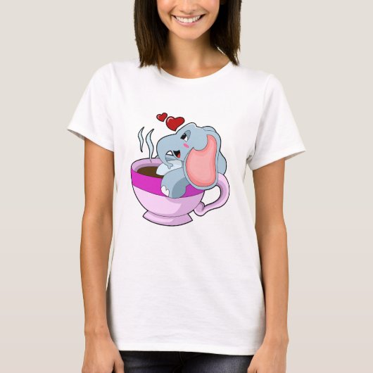 Elephant with Coffee Cup T-shirt (Voorkant)