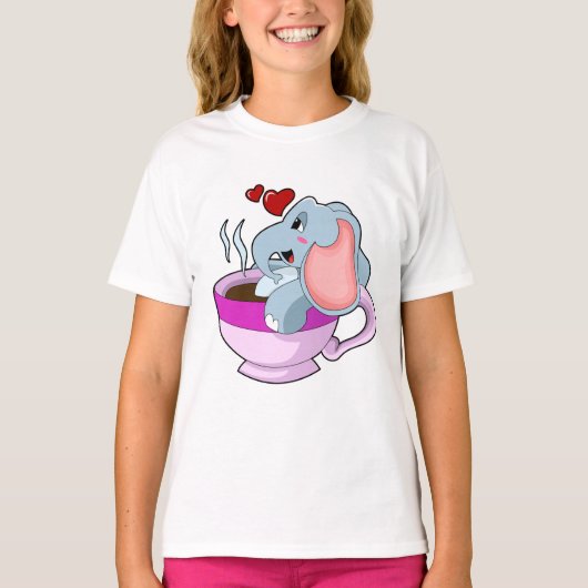 Elephant with Coffee Cup T-shirt (Voorkant)