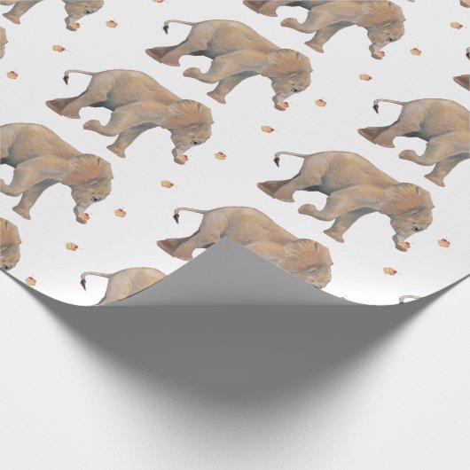 Elephant with cupcakes XL gift wrap Cadeaupapier (Hoek)