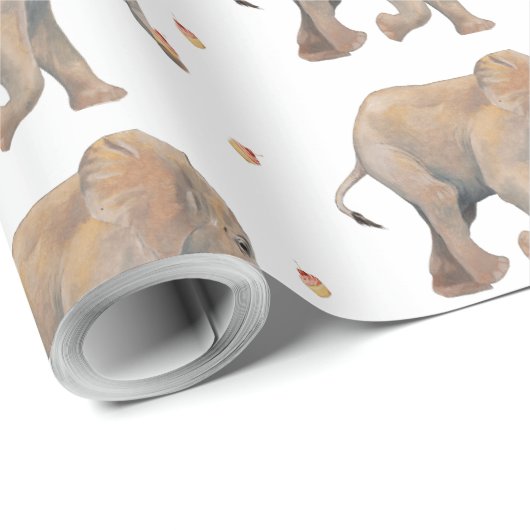 Elephant with cupcakes XL gift wrap Cadeaupapier (Rol Hoek)