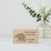 Elephant Woodblock Textuur Visitekaartje (Staand voorkant)