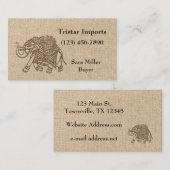 Elephant Woodblock Textuur Visitekaartje (Voorkant / Achterkant)