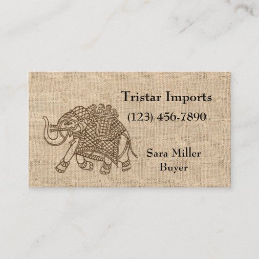 Elephant Woodblock Textuur Visitekaartje (Voorkant)