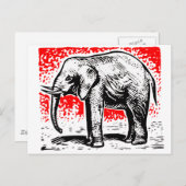 Elephant Woodcut Briefkaart (Voorkant / Achterkant)