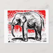 Elephant Woodcut Briefkaart (Voorkant)