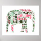 Elephant words cloud poster (Voorkant)