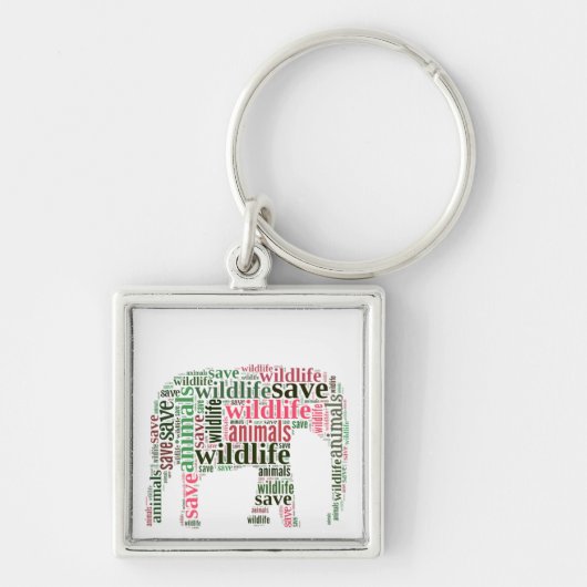 Elephant words cloud sleutelhanger (Voorkant)