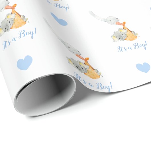 Elephant Wrapping Paper (Blue Personal Stork) Cadeaupapier (Rol Hoek)