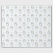 Elephant Wrapping Paper (Blue Personalized) Cloud Cadeaupapier (Vlak)