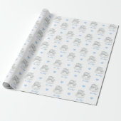 Elephant Wrapping Paper (Blue Personalized) Cloud Cadeaupapier (Uitgerold)