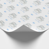 Elephant Wrapping Paper (Blue Personalized) Cloud Cadeaupapier (Hoek)
