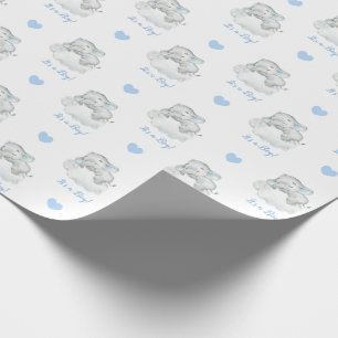 Elephant Wrapping Paper (Blue Personalized) Cloud Cadeaupapier