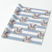 Elephant Wrapping Paper Blue & White Stripe  Cadeaupapier (Uitgerold)